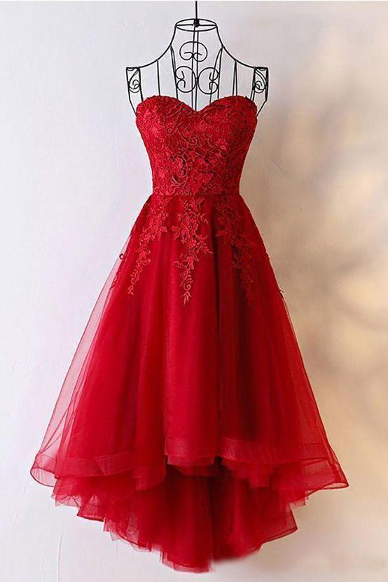 Cute Red Tulle Sweetheart Strapless ...